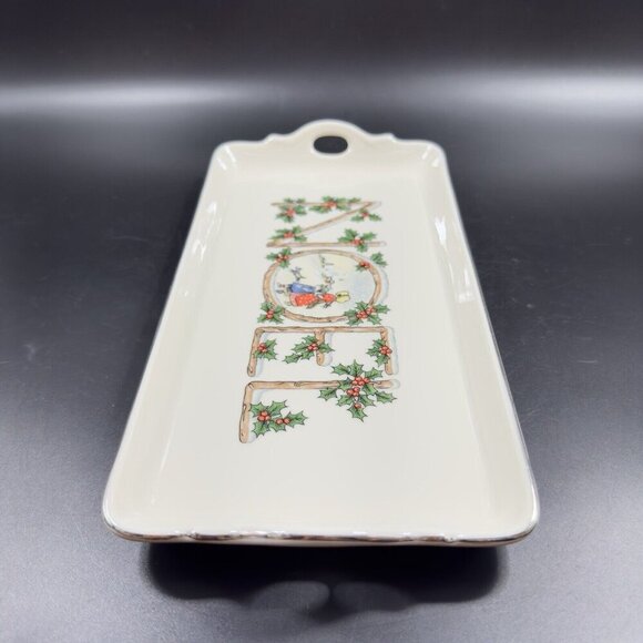 Pickard China Ivory Hand Decorated NOEL Tray USA Porcelain Ceramic Holiday VTG - Picture 11 of 14